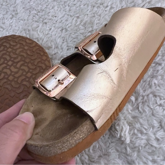 Comfortfusse  Strap Slides Leather Handmade Cork Metallic SZ 39 8.5 - Picture 7 of 10